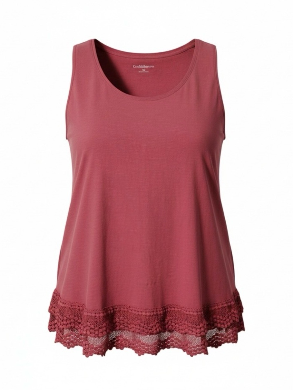 XL croft & barrow Mauve Crochet-Hem Scoop Neck Tank Lace Hemline